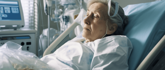 A patient resting comfortably in a recovery bed after colonoscopy procedure