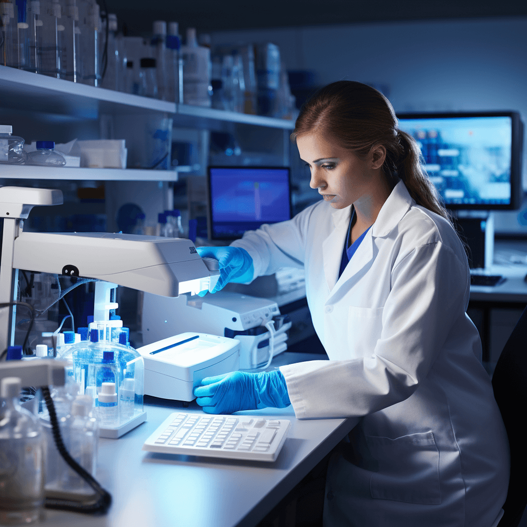 The laboratory technician analyzes the patient's DNA for genetic markers for celiac disease