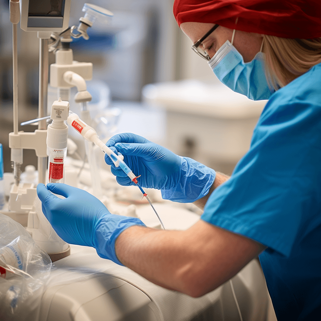 A patient takes a blood test for gluten antibodies. Create a realistic depiction of the blood draw procedure