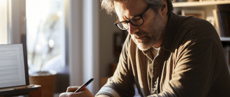 The patient scrutinizes the gallbladder ultrasound report to understand the diagnosis.