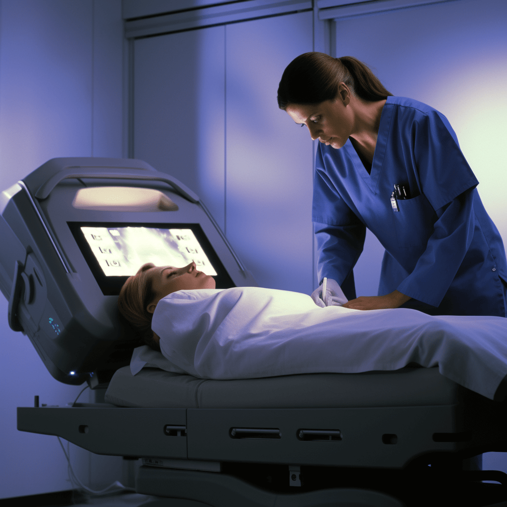 A physician performs an abdominal ultrasound to detect signs of celiac disease in a patient. Create a medical illustration