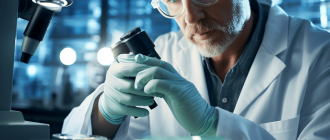 a microbiologist in a sterile lab.