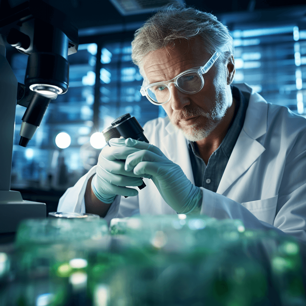 a microbiologist in a sterile lab.